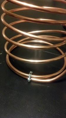 Clamping the bottom of the copper tubes.