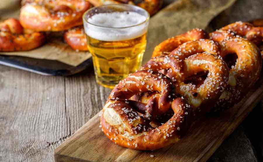 American Lager and Pretzels