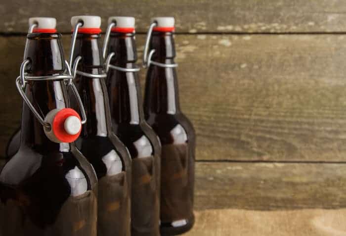 Bottles of home brew beer.