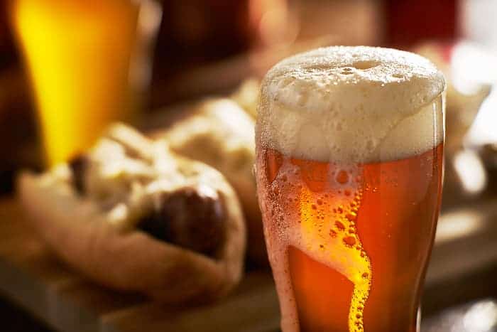 Glass of IPA-style beer.