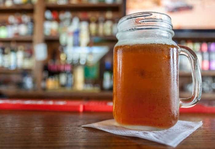A mug of lager-style beer.