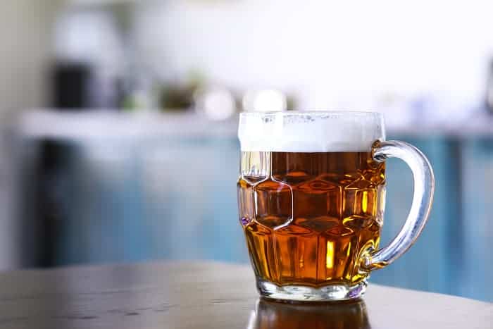 Mug of light colored beer.