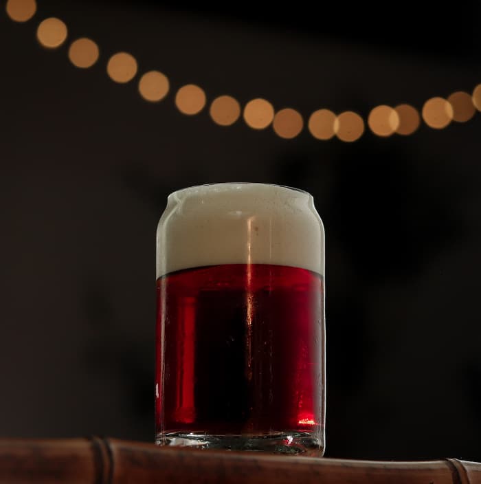 Glass of Irish red beer.