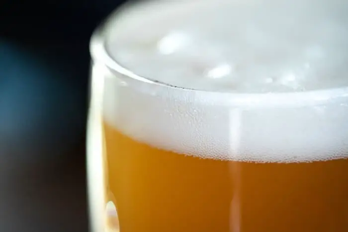 Closeup of a pale ale.